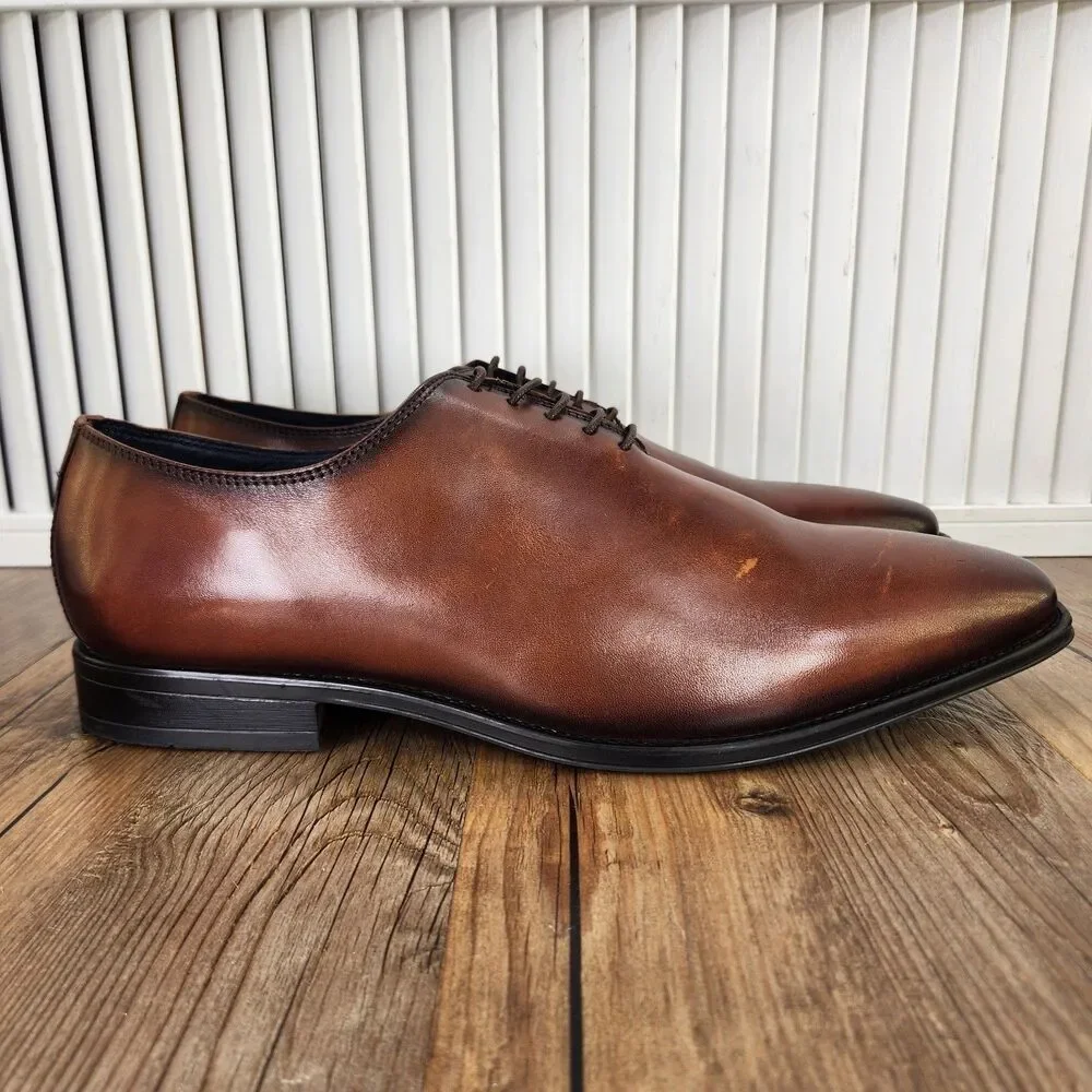 Jump New York Monaco Oxfords Dress Shoes Mens Size 12 M Tan Brown Leather Preppy